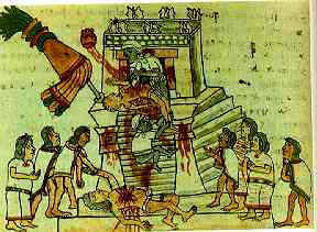 Sacrificios humanos ( Fuente: J.L. Rojas, "Los aztecas", col. biblioteca iberoamericana, Anaya, Madrid, 1988, p. 44)